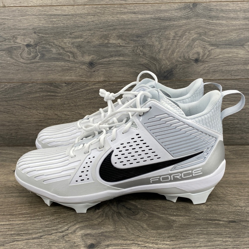 Nike Force Savage Mens 15 White Black Silver Football Cleats DA5453-104